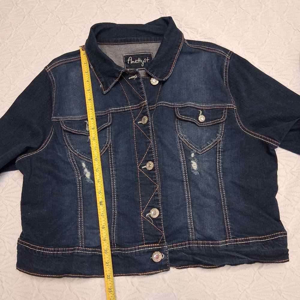 Amethyst Jeans Dark Blue Denim Jacket Size 2X - Picture 9 of 16